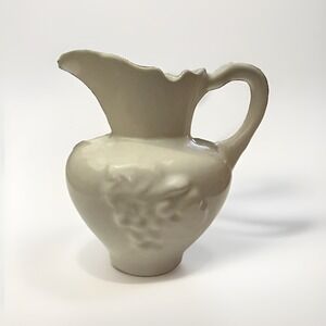 Vintage White Porcelain Creamer Pitcher Raised Bunch of Grapes Motif READ